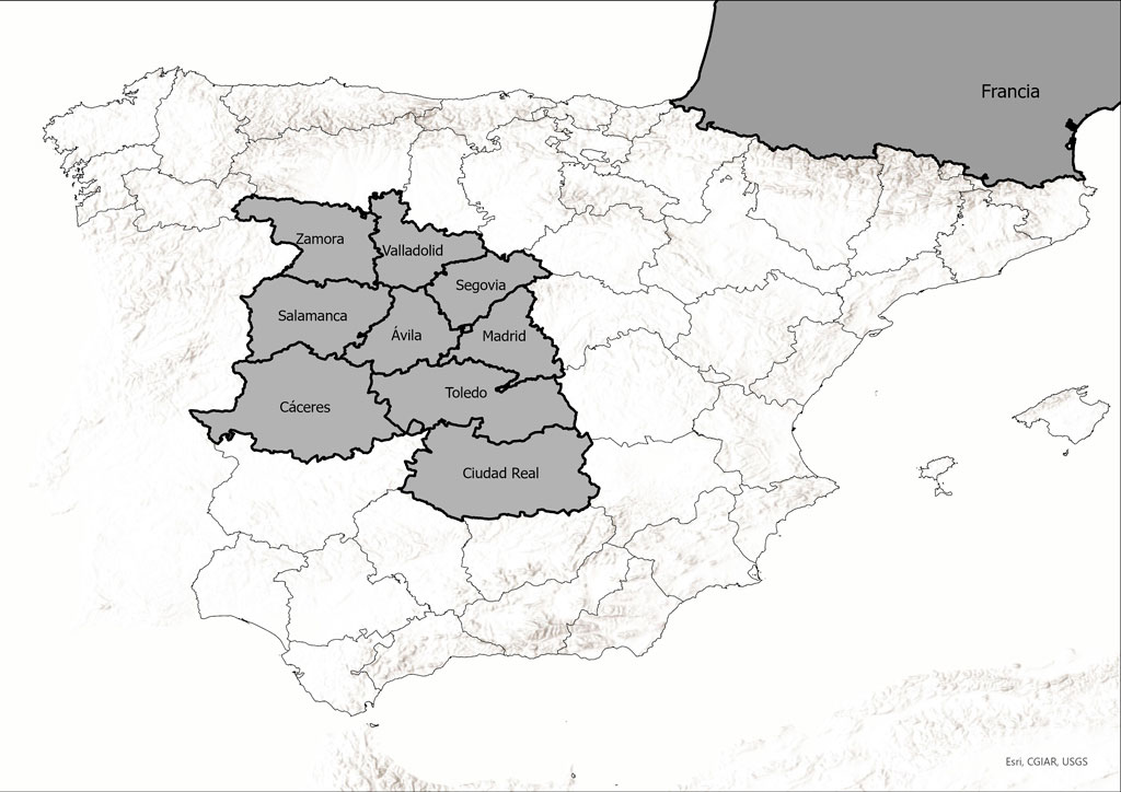 Mapa de área geográfica de la raza morucha- morucha